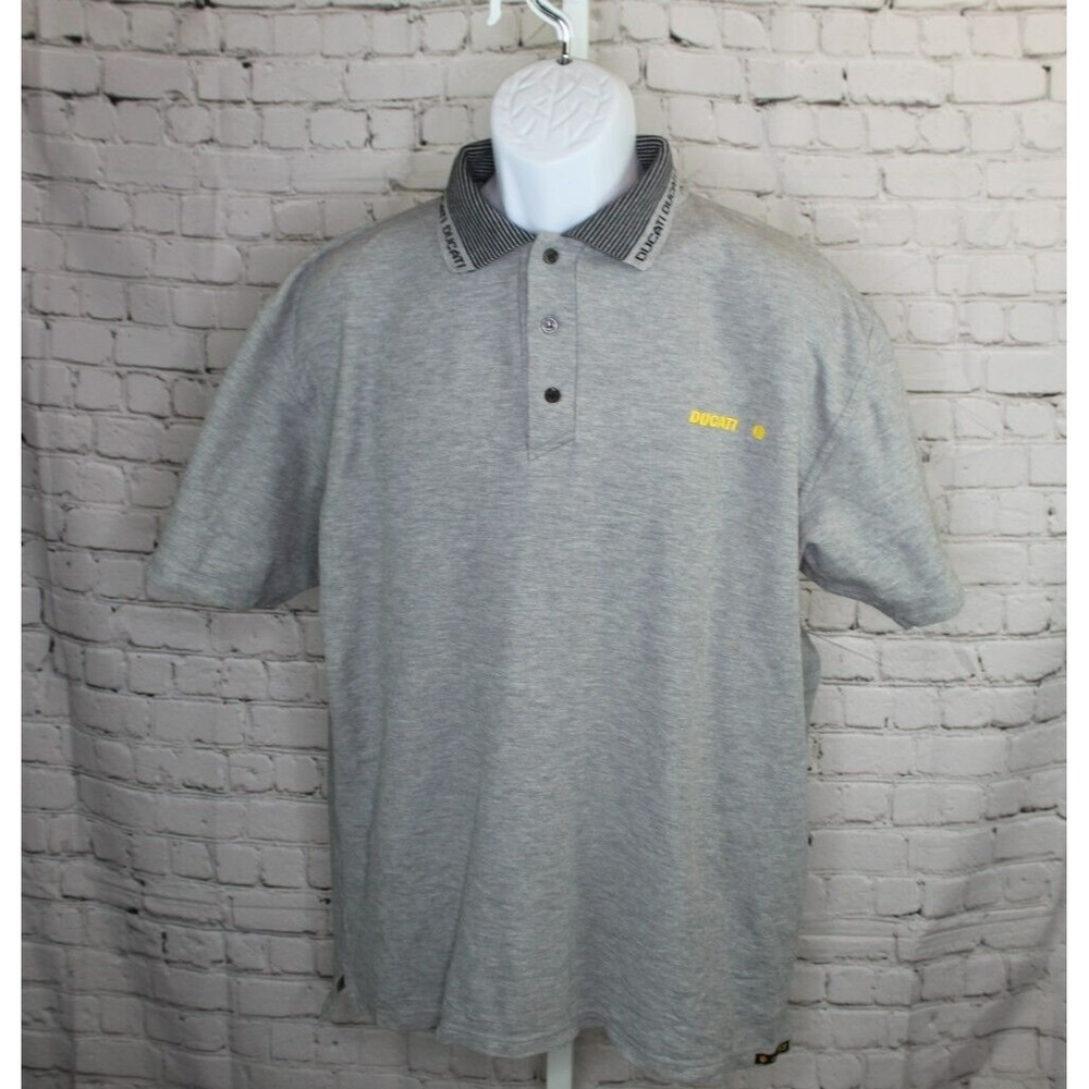 Ducati Polo Shirt Men's Large Gray Logo Short Sleeve Advance Motorcycle Racing